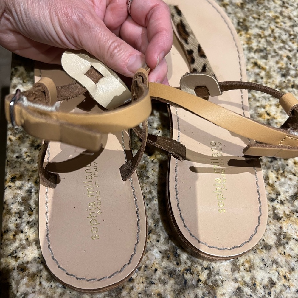 Leopard Print Leather Sandals - image 3